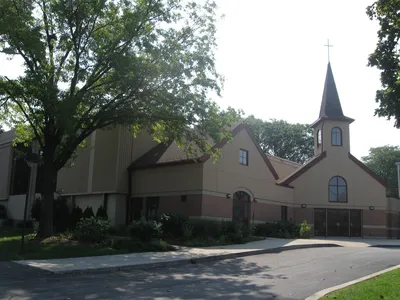 Exterior, seen from an angle.