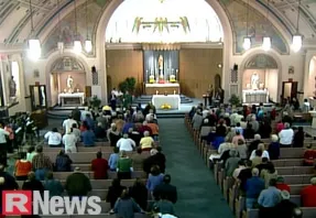 View of the church from the choir loft during the closing Mass. Source: R-News