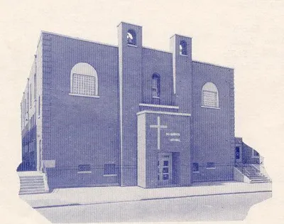 School rebuilt after fire, 1955.
