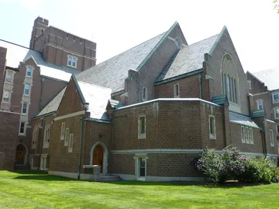 Back of chapel seen from an angle.
