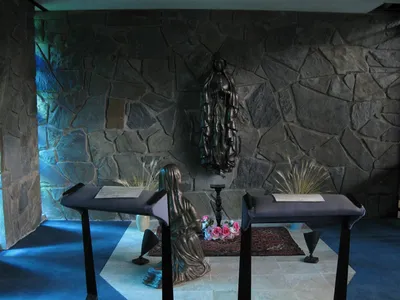 Our Lady of Lourdes shrine was in front left corner of the church.