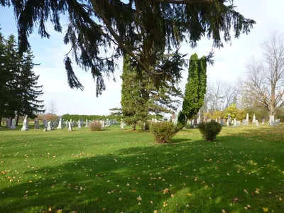 Parish cemetery directly behind the church.