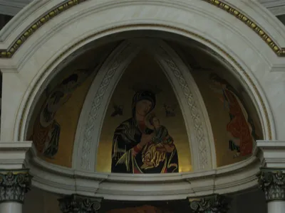 Iconography painted inside baldacchino.
