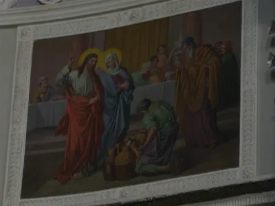 Painting on wall behind the sanctuary.