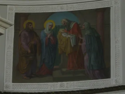 Painting on wall behind the sanctuary.