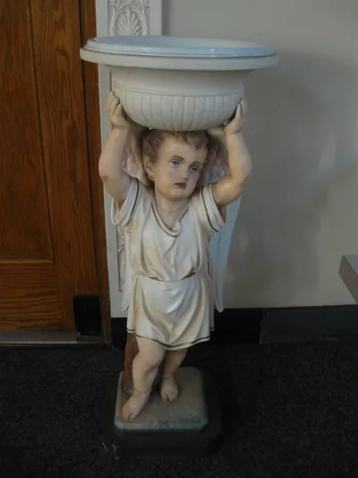 Angel holy water font.