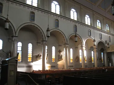 Right side of the church.