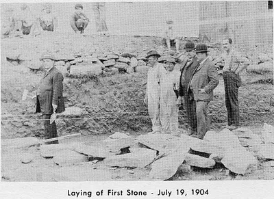Laying cornerstone of the original church, 1904