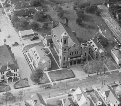 Aerial photograph of campus, 1962