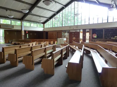 Right side of the church.