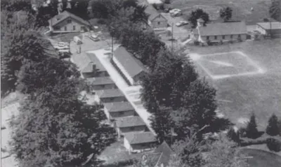 Camp Columbus aerial shot, undated. Chapel on right. owasco Lake