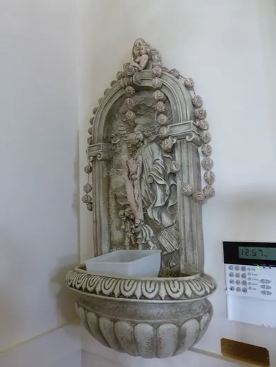 Holy water font.
