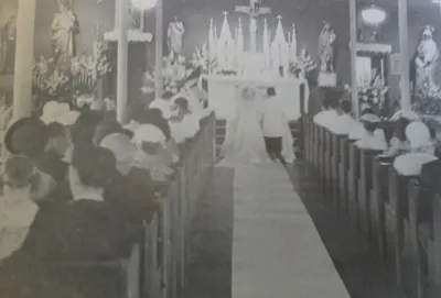 Interior of former church. Source: Parish history book