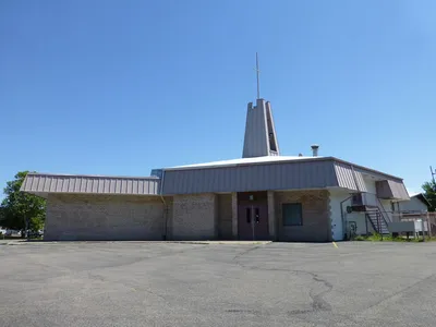Church seen from back.