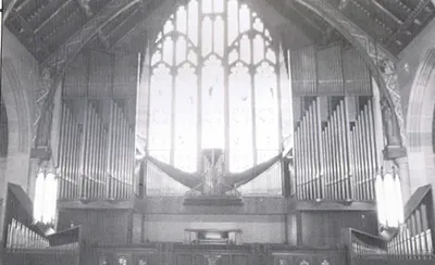 Wicks organ in choir loft. This organ arrived August, 1965.