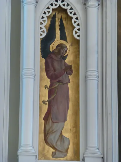 Angel painting in reredo.