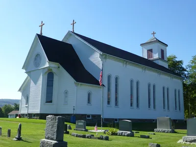 Church seen from cemetery.