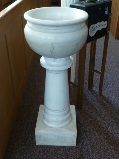 Holy water font.