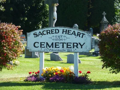 Cemetery sign.