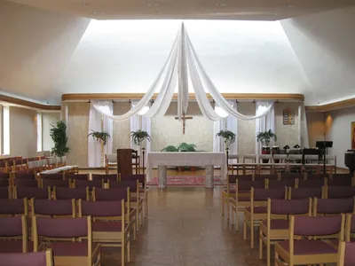 Interior of Coleman Chapel prior to recent renovations, September 2009.