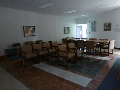 Gathering space behind the sanctuary.