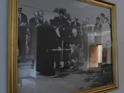 Groundbreaking for present church.