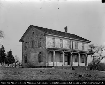 Original church building named "St. Ambrose", used between 1829?-1859. Source: Albert R. Stone collection