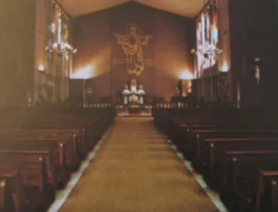 Interior of present church sometime shortly after construction in 1968.