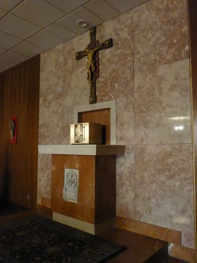 Tabernacle and crucifix.