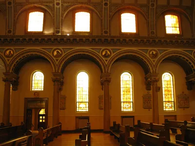 Right side of the church.