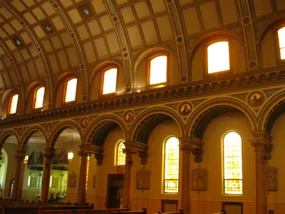 Columns along right side.