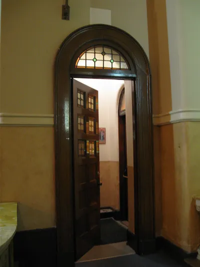 Entrance on front right corner.