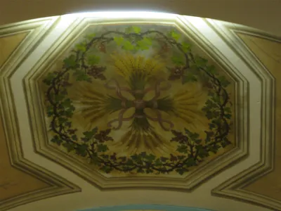 Painting on ceiling above right side altar.