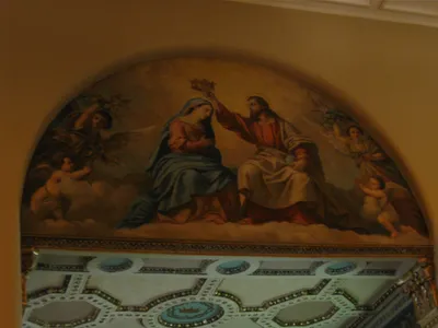 Painting of crowning of Our Lady as Queen of Heaven.