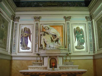 Artwork above side altar.