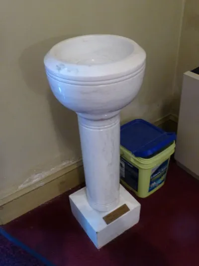 Holy water font.