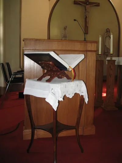 Pulpit and book of Gospels.