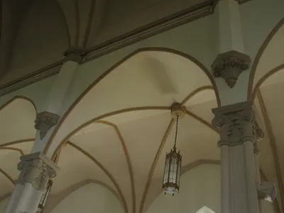 Arches and designs on columns.