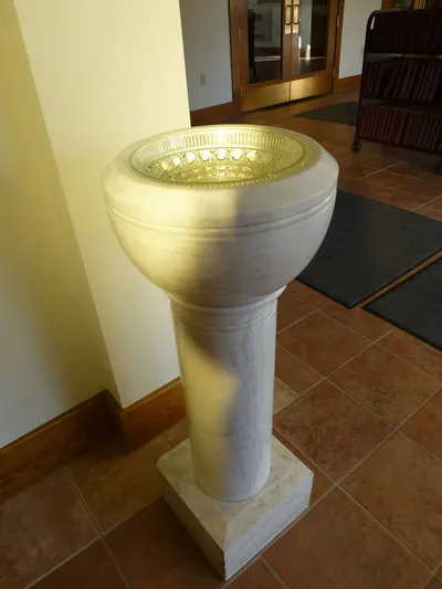 Holy water font.