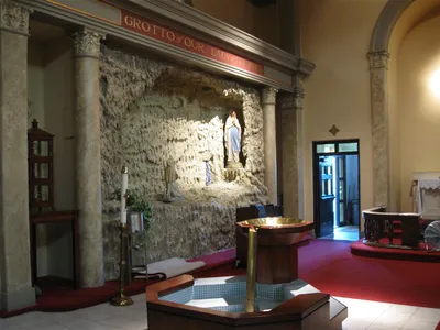 Front left corner of the church.