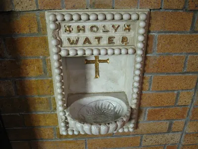 Holy water font.