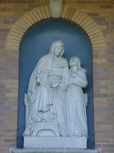 Statue of St. Anne atop front entrance.