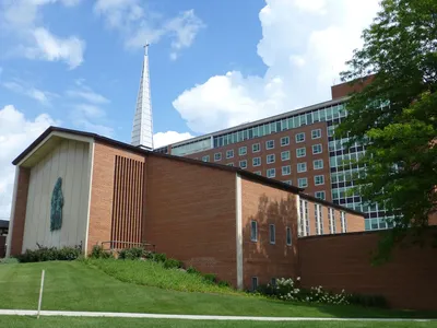Exterior seen from angle.