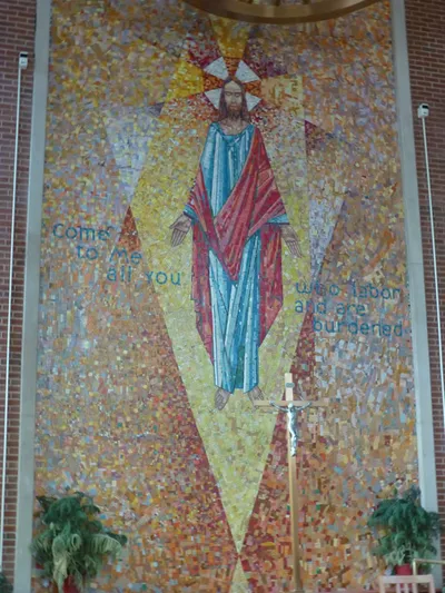Mosaic behind altar.