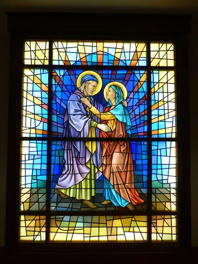 Stained glass of Ss. Joachim and Anne.