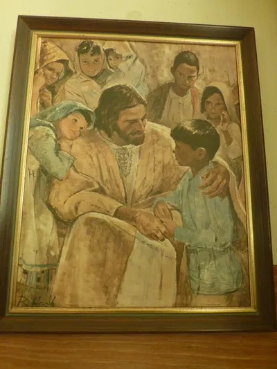 Painting of Christ with children.
