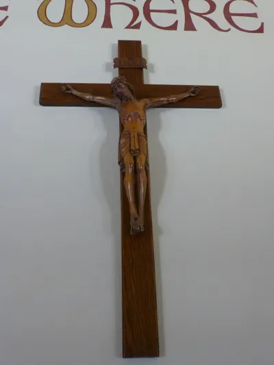 Crucifix in narthex.
