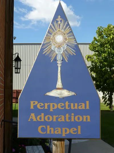 Sign for adoration chapel.