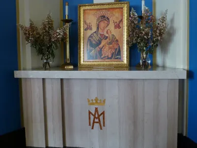 Our Lady of Perpetual Help icon and altar.