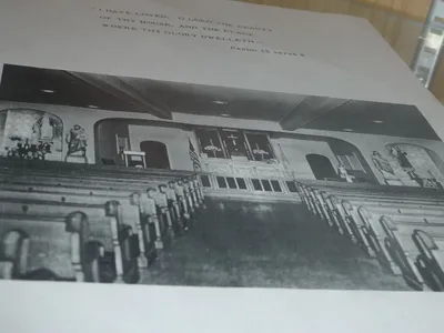 Old interior photograph in the display case at St. Casimir.